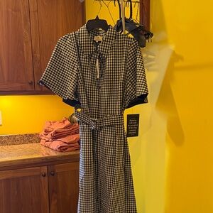 Tuckernuck Black and White Gingham Cape Belted Dress